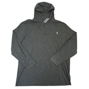 NEW Polo Ralph Lauren Hoodie Men 3XLT Black Heather Long Sleeve Lightweight